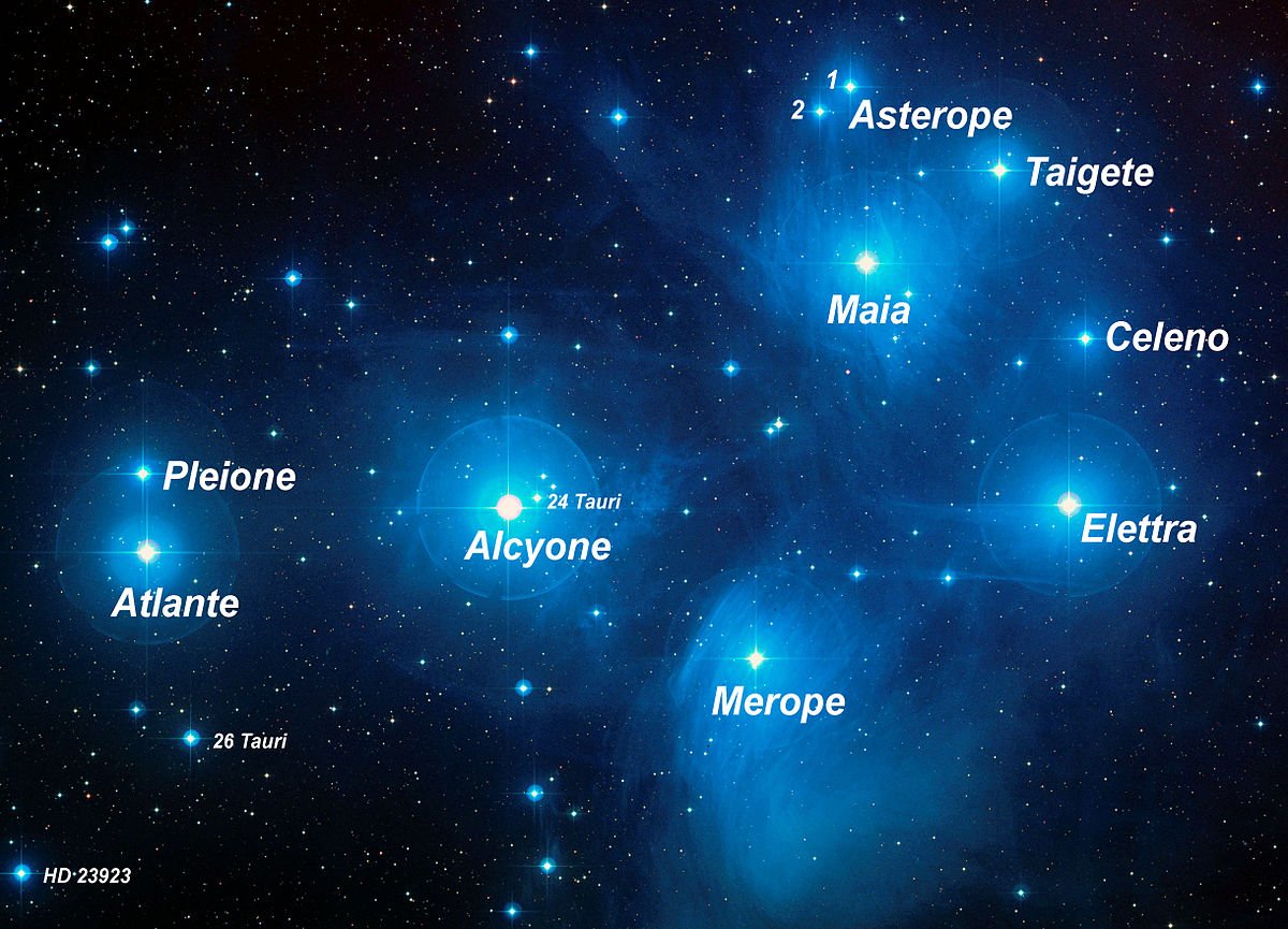 Pleiadi con nome stelle